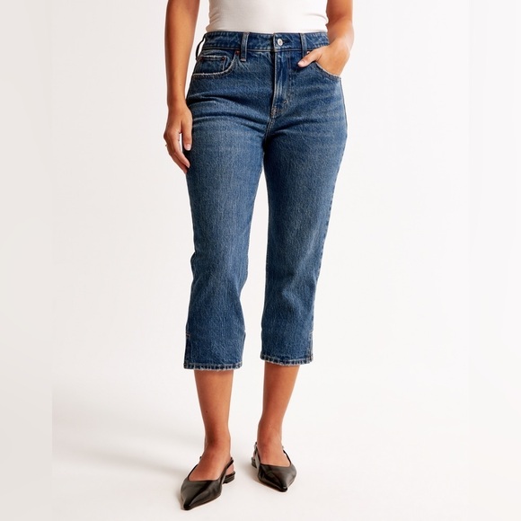Abercrombie & Fitch curve love mid -rise cropped jeans NWT , sz 34 - Picture 2 of 10